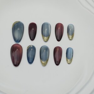 handmade Custom Press On Nails: Long Almond, Party Wedding NailsGlitter Nails/Sparkle Nails/Brown Nails/Star Nails/Fall Nails/fake nails