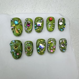 Handmade Press On Nails: Balletcore Flakes, Custom Gel Nail Art