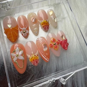 3D Nails/party press on nails/Flakes for nails/wedding nails gift/Japanese nails/Long nails/Almond nails/y2k style Nails