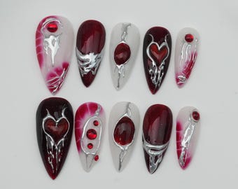 Cat Eye Press On Nails: Party Gel Nail Art, Handmade