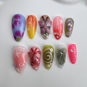 custom press on nails/party press on nails/Flakes for nails/wedding nails gift/Japanese nails/Long nails/Almond nails