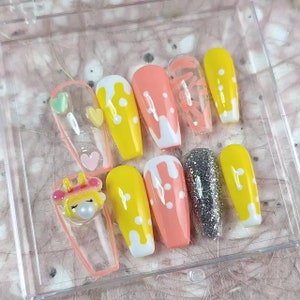 Custom Press On Nails: Party Flakes, Japanese Accent Nails
