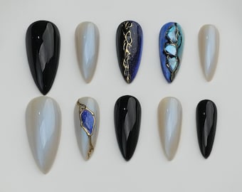 Handmade Press On Nails, Custom Gel Nail Art, Proud Sun