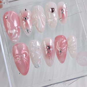 custom press on nails/party press on nails/Flakes for nails/wedding nails gift/Japanese nails/Long nails/Almond nails/y2k style Nails