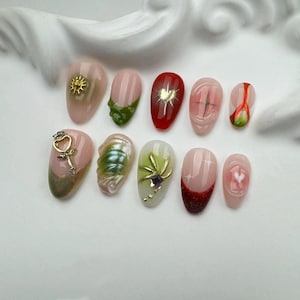 3D nails/custom press on nails/party press on nails/Flakes for nails/wedding nails gift/Japanese nails/Long nails/Almond nails