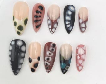 Custom Press On Nails: Balletcore Flakes, Wedding Nails GiftCustom Party Nails/3D Floral Almond Press On Nails/Glitter Nails/gift for her
