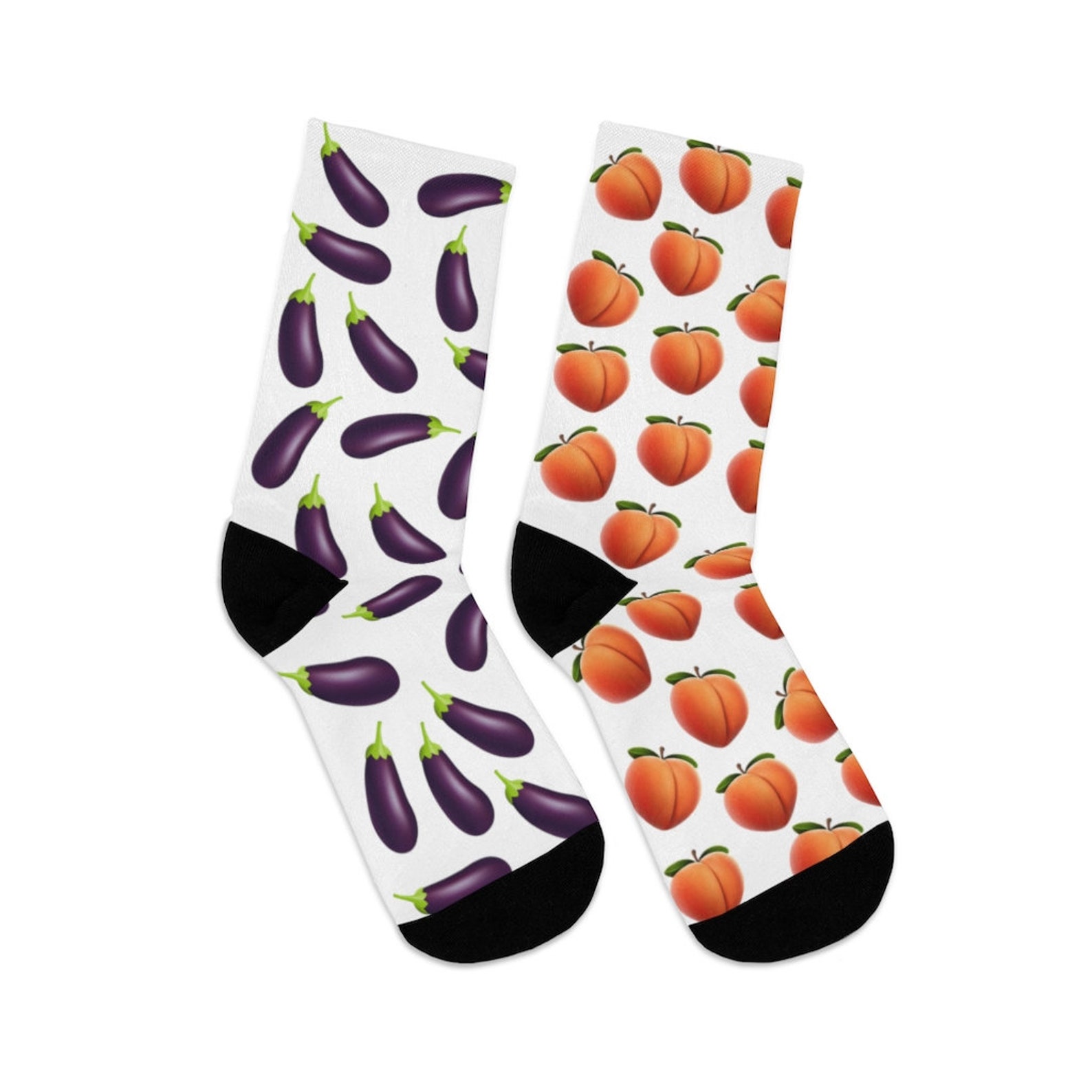 Eggplant and Peach Emoji Socks Eggplant Emoji Gift Peach Etsy