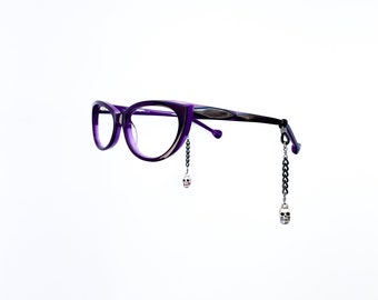 Mini Black Curb Skull Glasses Chain || Eyewear Holder || Edgy Sunglass Accessories || Chic Eyeglasses Earrings || Handcrafted Unisex Jewelry