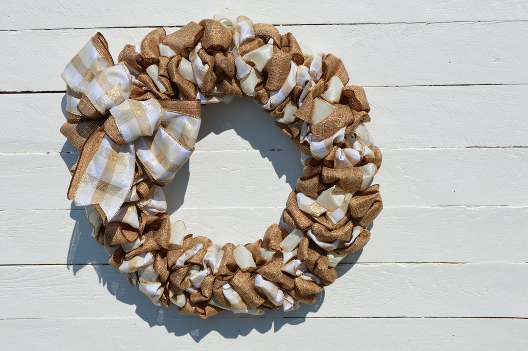 New Year's Wreath| Elegant 16 Inch Ribbon Wreath| Handmade Custom ...