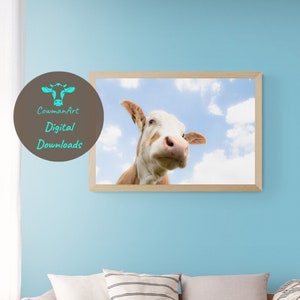 Minimalist Cow Art - DIGITAL DOWNLOAD - Cute Cattle Photography - Modern Boho Gift - Printable Poster - Nursery Decor - Farm Animal Lover