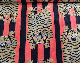 Indian Soft Luxury Velvet Tibetan Tiger Print Fabric Upholstery Dressmaking Sewing Fabric, Cotton Velvet Sewing Soft Fabric