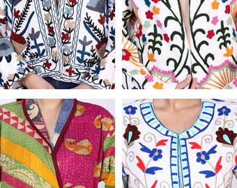Suzani jacket Embroidery, Unique Indian Handmade Jacket, Uzbek Suzani Jacket, Overcoat, Unisex Jacket, Winter Short Jacket, Women's Coat,,