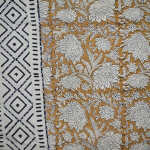 Indian Kantha Quilt hand block Print Kantha Bedcover Indian Blanket Gudari Queen Size Kantha Blanket Indian Bedspread image 4