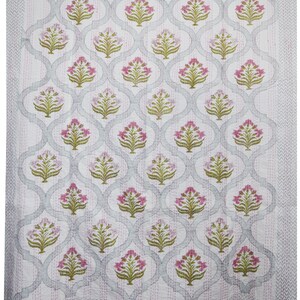 Block Hand Kantha Quilted Kantha Quilt Boho Indian Kantha Quilt, Blanket Bedspread Quilting Bed Cover Kantha Bedding Bedspread Floral Print image 4