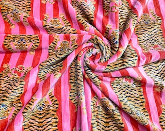 Velvet Fabric animal Velvet Fabric Indian Fabric pink color printed velvet fabric for upholstery curtain cushion dress making cotton 44&quot;