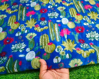 Beautiful Hand Block Floral Printed Fabric, Velvet Fabric, Indian Fabric, fabric by yard, Block Printed Velvet  womens clothing
