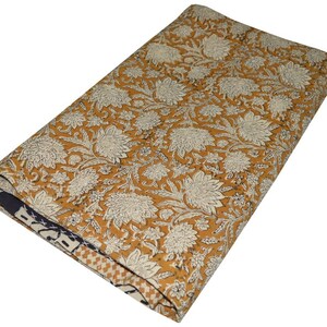 Indian Kantha Quilt hand block Print Kantha Bedcover Indian Blanket Gudari Queen Size Kantha Blanket Indian Bedspread image 3
