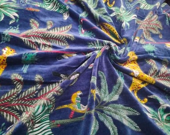 Beautiful Hand Block Tibetan Tiger Printed Fabric, Velvet Fabric, Indian Fabric, fabric by yard, Block Printed Velvet womens clothing