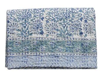 Block Print Beautiful kantha quilt Indian Hand Block kantha quilt Reversible Cotton Bedding Bedspread Queen Size Vintage Kantha Gudari