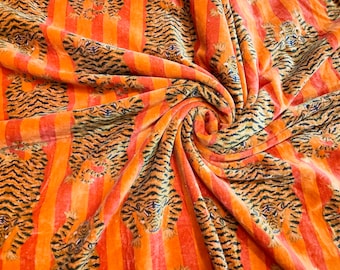 Velvet fabric for upholstery Print-Tiger orange