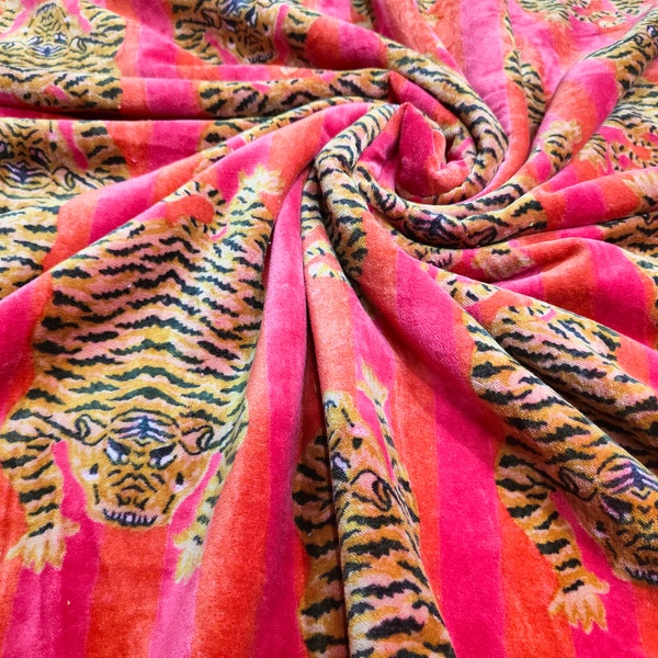 Indian Soft Luxury Velvet Floral and Animal Print Fabric Upholstery Dressmaking Sewing Fabric, Cotton Velvet Sewing Soft Fabric