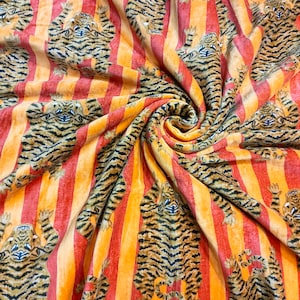 Indian Velvet Bird Animal Tiger Printed All Fabric by The Yard Home Décor & Dress , Curtain Making, Sewing Velvet Fabric Crafting