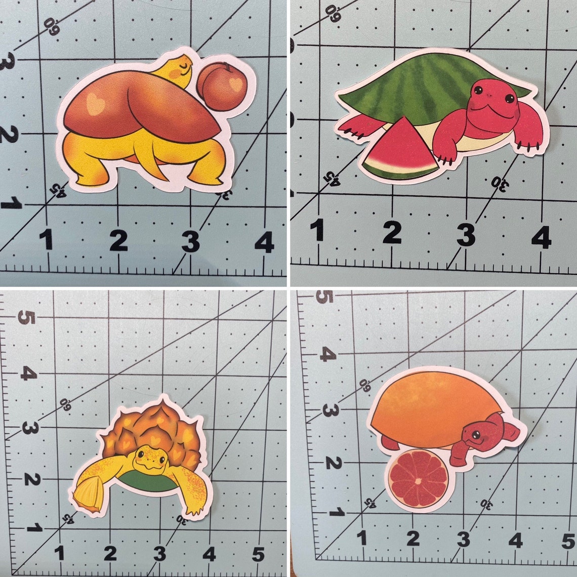 Fruit turtle stickers pineapple strawberry blueberry Etsy