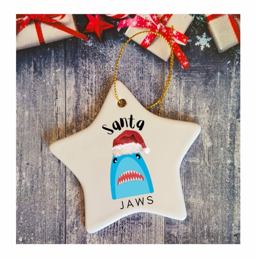 Shark Christmas Ornament Santa Jaws funny Christmas Etsy