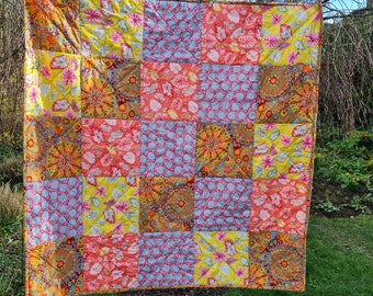Hand quilted patchwork quilt