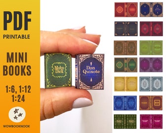 Mini Books Printable 1/6 1/12 1/24 Scale Classic Book - Etsy