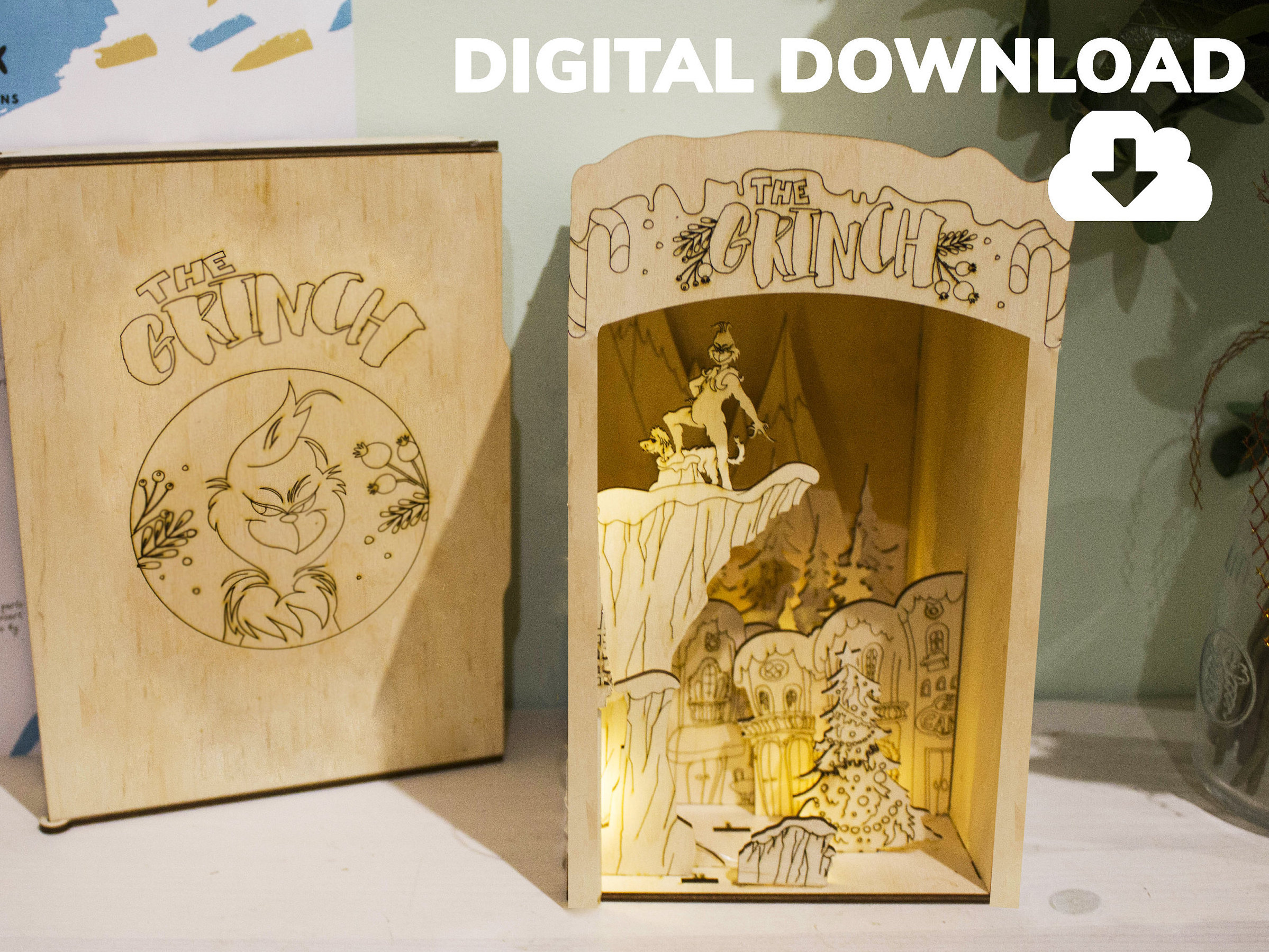 Christmas Book Nook Laser Cutting Design Only DIY Kit Etsy