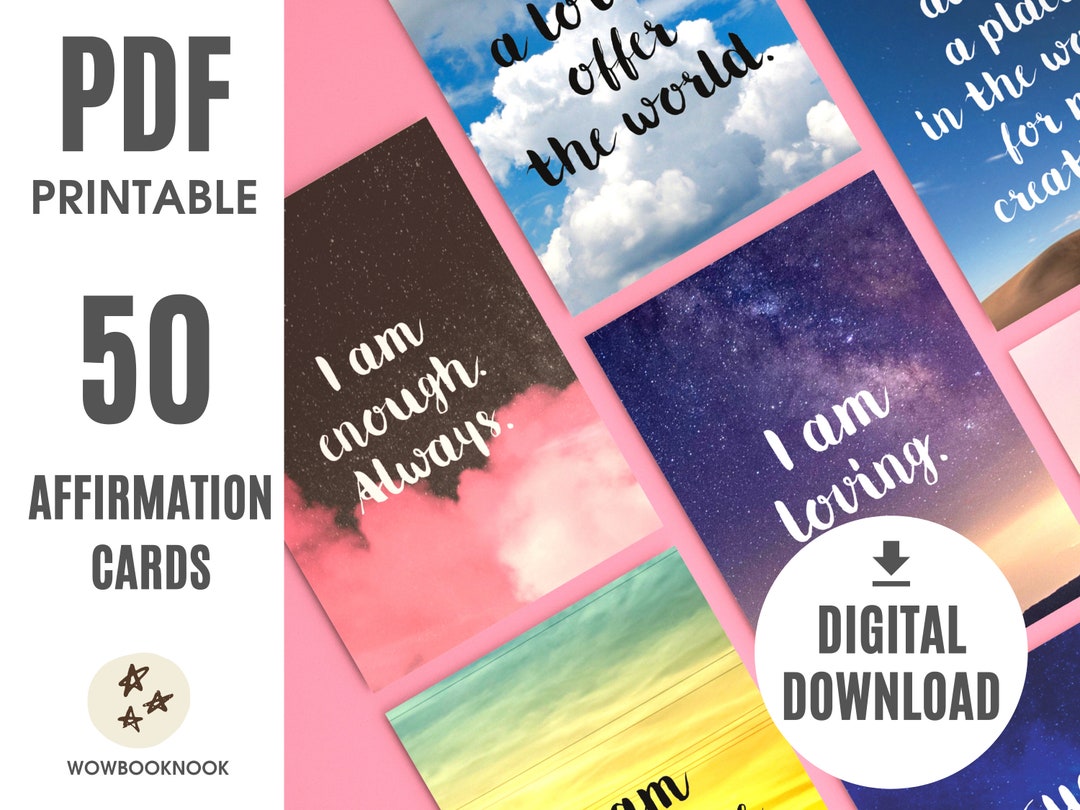 50 Printable Affirmation Cards Daily Affirmations Mind - Etsy Canada