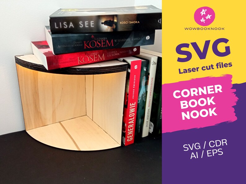 Corner Book Nook Box SVG Laser Cutting Bookshelf Insert Etsy
