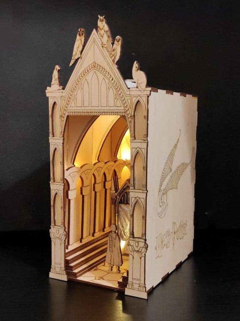 Book Nook Bookshelf insert art Bookends Diagon Mini Alley Etsy