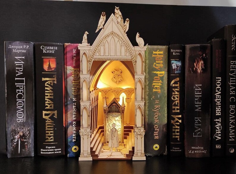 Book Nook Bookshelf insert art Bookends Diagon Mini Alley