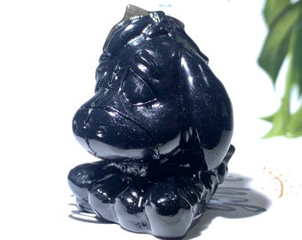 1.7''+ Natural Obsidian donkey, Quartz crystal skull, Hand carved small donkey,New year gift 1pc