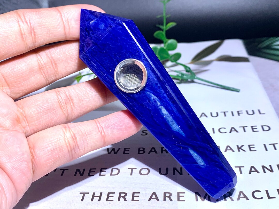 Blue Smelting Quartz Crystal Pipe Crystal Smoking Pipe Quartz Crystal