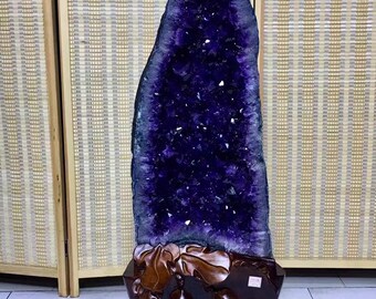 33.4" 89.1LB Natural amethyst geode cluster quartz crystal geode cluster quartz crystal specimen crystal gift crystal healing +stand