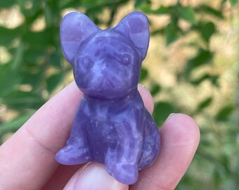 Natural Purple Mica Stone Crystal Dog, Mineral specimen, Crystal Carving, Crystal Energy Healing, Quartz Crystal, Halloween gift 1x