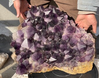 59.84LB Natural amethyst cluster, quartz crystal cluster, quartz crystal wand point, specimen healing C77