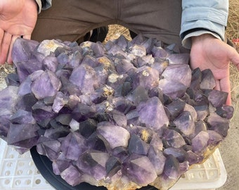 82.39LB Natural amethyst cluster, quartz crystal cluster, quartz crystal wand point, specimen healing C72