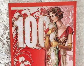 Stylish 100th Birthday card in Art Deco Style ,Milestone 100th Birthday card, 100th Birthday Card, Special 100th Celebration Card,