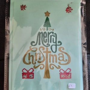 Cartão de árvore de Natal colorido à mão, cartão de feliz Natal, cartão de Natal exclusivo, cartão para Natal, boas festas, cartão pequeno tamanho 7 x 5