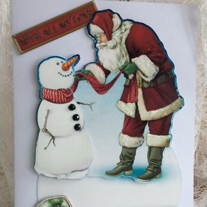 Kerstman & sneeuwpop, kerstkaart, leuke kerstkaart, fijne feestdagen, vrolijke kerstkaart voor familie