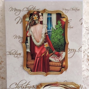 Carte de Noël Art Déco Lady, Carte de Noël élégante, , Carte festive, Carte et enveloppe, Joyeuses Fêtes, taille A5