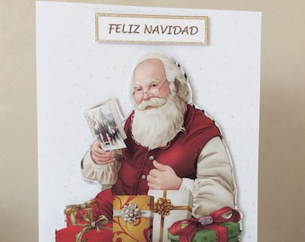 Spanish Christmas Card, Happy Christmas, Feliz Navidad, Christmas in France, , Merry Christmas, Santa Card, Father Christmas