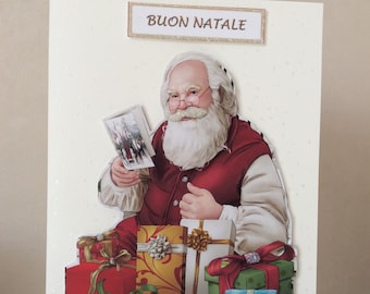 Biglietto di Natale italiano, Buon Natale, Buon Natale, biglietto per Natale, biglietto e busta, biglietto di Babbo Natale, Babbo Natale, biglietto per l'Italia,