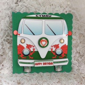 Carte d'anniversaire de camping-car gallois, voeux d'anniversaire du pays de Galles, carte d'anniversaire de surfeurs d'anniversaire, carte en forme, carte d'anniversaire spéciale,