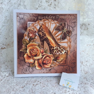 Tarjeta de cumpleaños para hija, Tarjeta para dama, Feliz cumpleaños, Tarjeta romántica, Tarjeta especial para hija, Tarjeta de cumpleaños, Tarjeta con amor, Tarjeta con zapatos de tacón alto