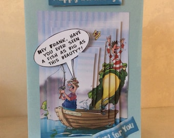 Carte d’anniversaire de nouveauté amusante, carte pour lui, carte de sport, carte de pêcheur, carte d’anniversaire d’homme, carte d’humour, petite carte